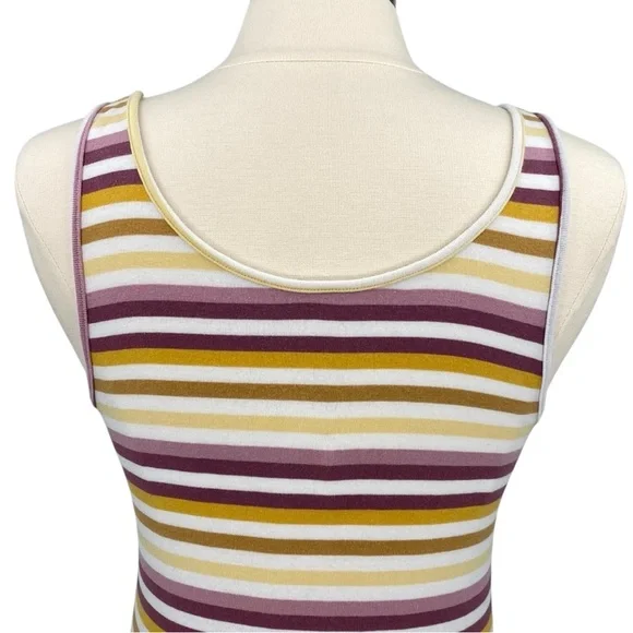 A New Day Yellow and Purple Striped Target Classic Casual Scoop Neck Tank Top - Picture 7 of 13
